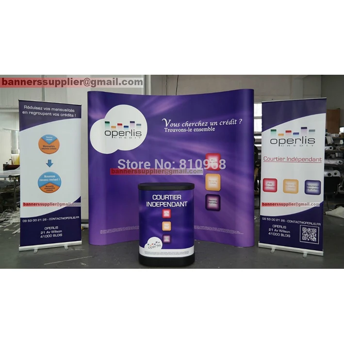 Качество Trade Show Combo (выдвижной фон + 2 рулонных баннера Подиум/чехол)|backdrop support|backdrop