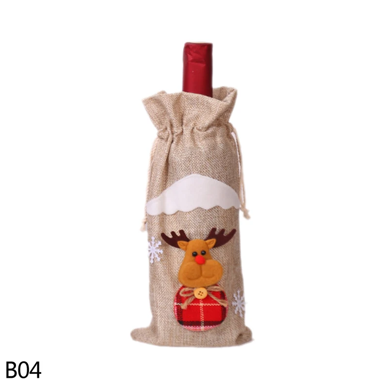 1pc F04 Новинка, Рождественская крышка для бутылки с красным вином, упаковка для бутылки шампанского, новогодняя, Рождественская, для дома, вечерние, декор стола, сделай сам, подарки на Рождество - Цвет: 1pc F04