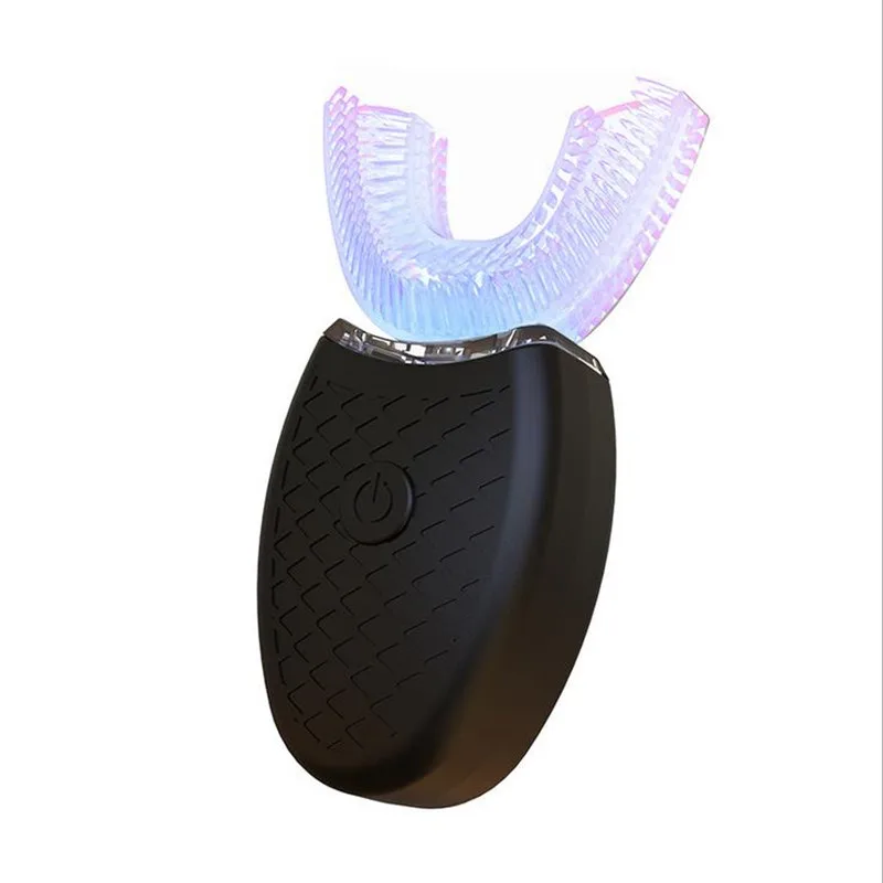 Автоматическая звуковая электрическая зубная щетка с usb-зарядкой, ультра звуковая зубная щетка, водонепроницаемая Пищевая силиконовая u-образная зубная щетка 20#817 - Цвет: Black