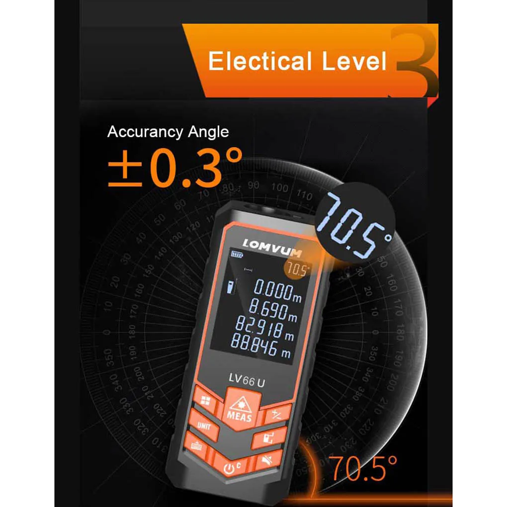 US $22.99 Lomvum LV66U Handheld Rangefinder Digital Distance Meter Electrical Level Tape Distance Measurer 40m