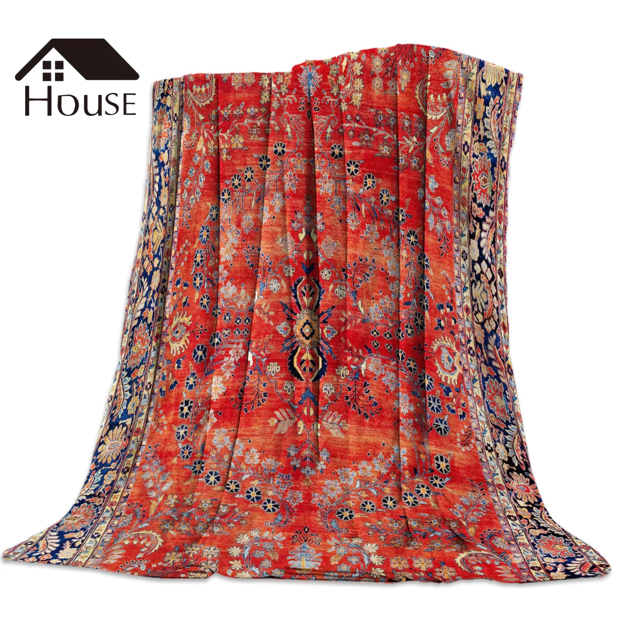 Sarouk Arak West Persian Printed Blanket Soft Comfortable Velvet Plush Flower Blankets Warm Sofa