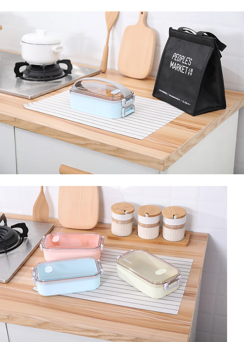 不锈钢保温饭盒单双层学生成人上班族微波炉午餐盒保鲜分格便当盒_A5_7