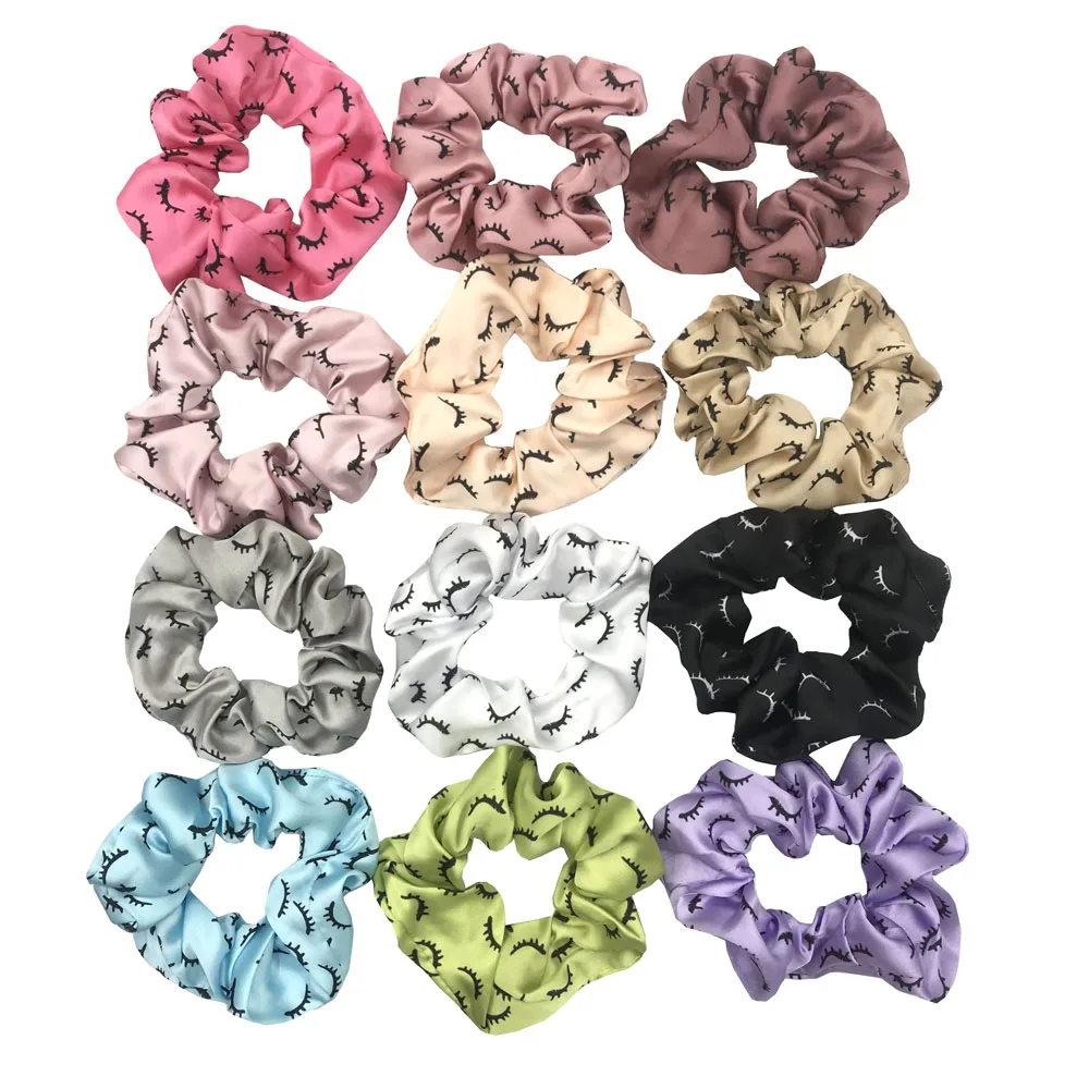 20pcs 14 Colors Silk Satin Eyelash Scrunchies Girls Elastic Rubber Band Accessories Scrunchies Headwear Hair Tie Ponytail Holder