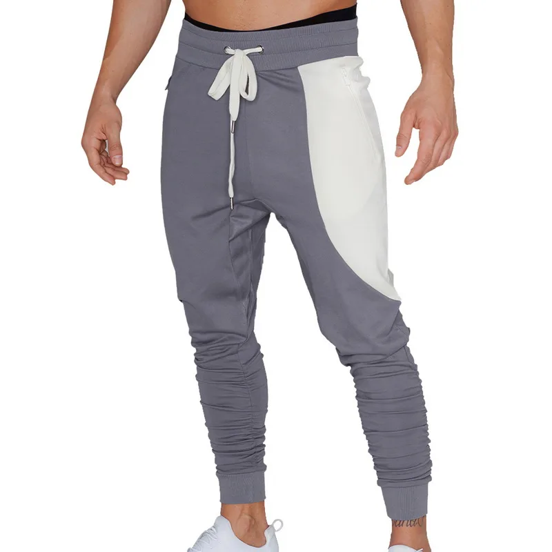

2019 Men's Sportswear Cotton Knit Jogger Leggings Blocking Sweatpants Casual Loose Workout Pants Fitness Gym Running Pants S-2XL
