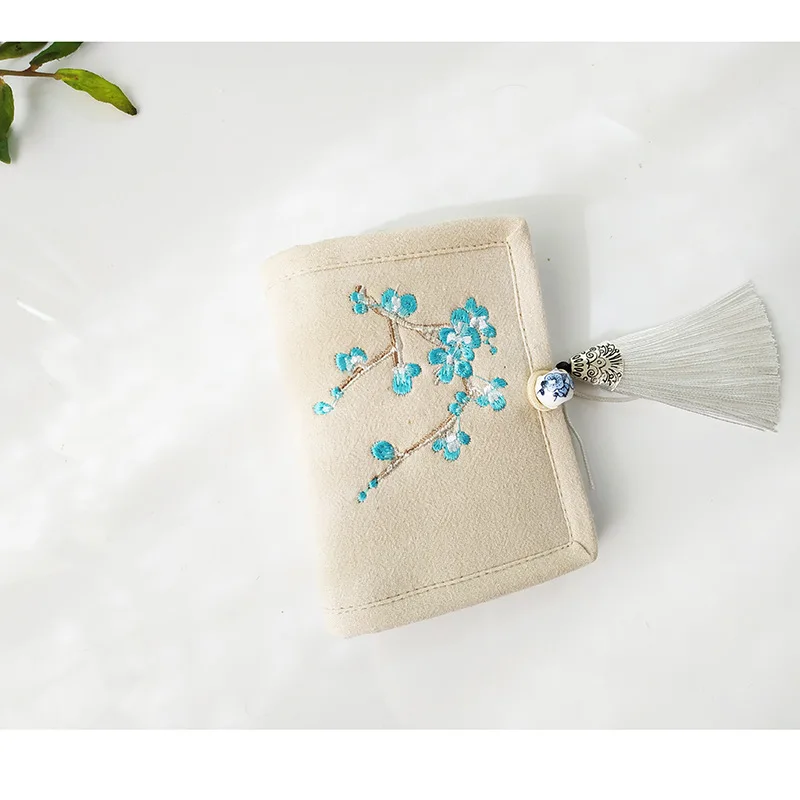 white plum 2 Alasir, китайский стиль, льняные Кошельки для монет, с вышитыми цветами, короткий кошелек для женщин, мини-кошелек, художественный, Цветочный, винтажный, с отделением для карт - Цвет: white plum 2