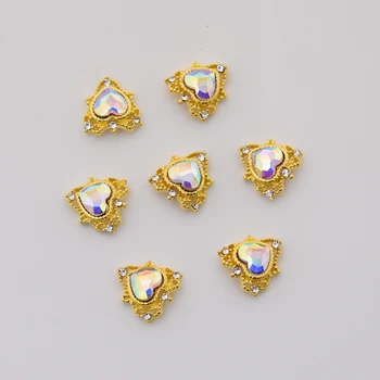 

10pcs Crystal Heart Nail Art Decorations Rhinestone Charm Glitter 10-14mm Crystal Diamonds Stone Strass Jewelry Accessoires