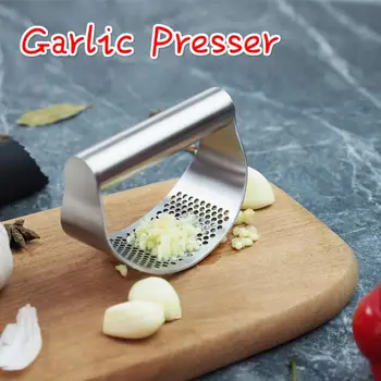 

Multifunction Manual Garlic Presser Stainless Steel Curved Garlic Grinding Slicer Chopper Presses Kitchen Gadget Press Garlic