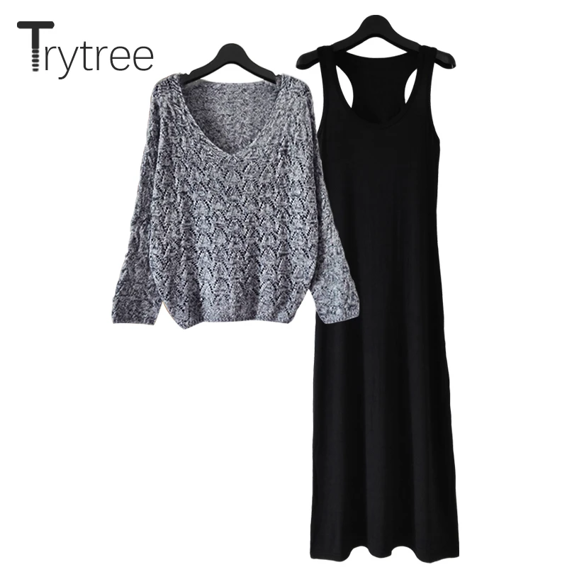 Комплект из двух предметов Trytree Женский повседневный однотонный топ с V-образным