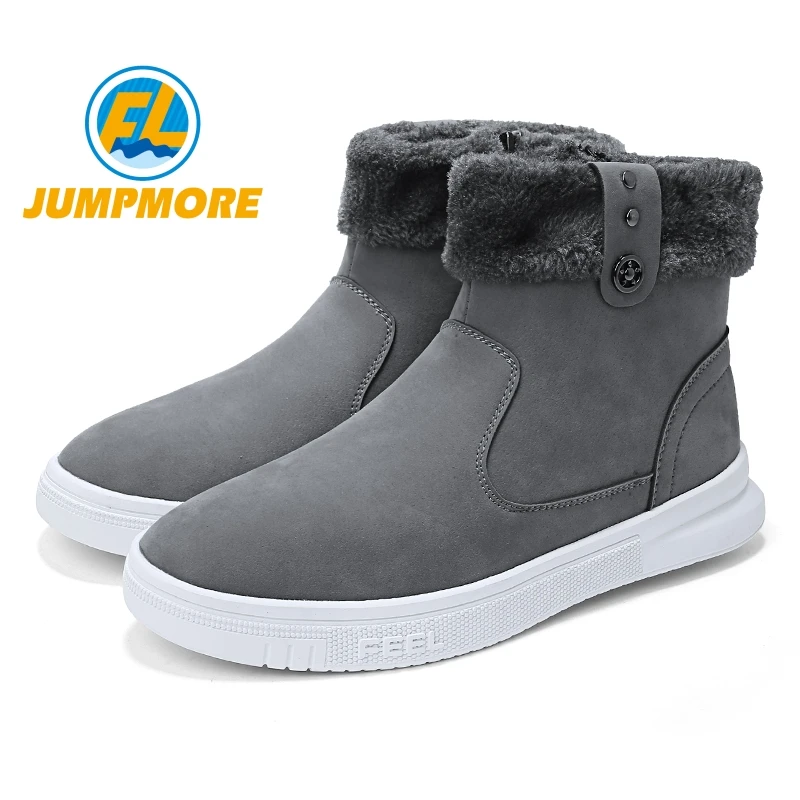 Серый FL JUMPMORE/высококачественные кожаные мужские зимние ботинки; мужские мотоциклетные ботинки с плюшевой подкладкой; Askeri Bot; Мужская обувь; коллекция года; зимние мужские ботинки - Цвет: Серый