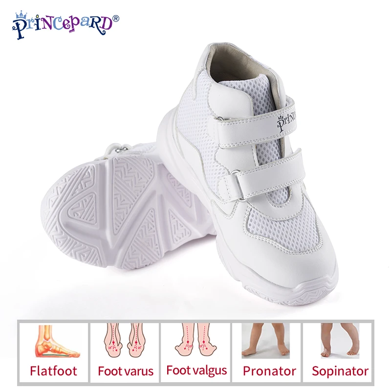 Orthopedic Shoes for Kids Princepard Child Autumn Sports Sneaker Navy White Arch Support and Corrective Insoles