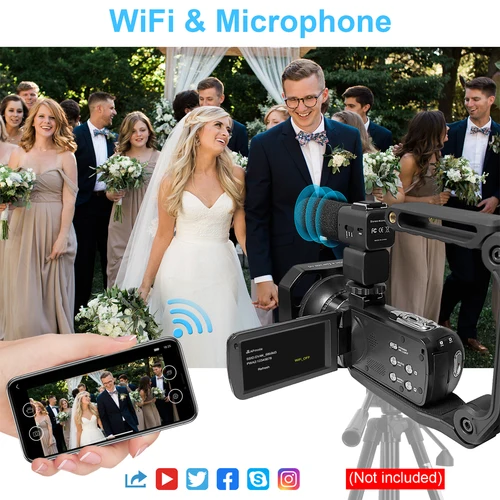 KOMERY 4K 캠코더 브이로그 비디오 카메라, 유튜브 56MP 18X IR 나이트 비전 디지털 카메라, 휴대용 웹캠, 와이파이 기능 2