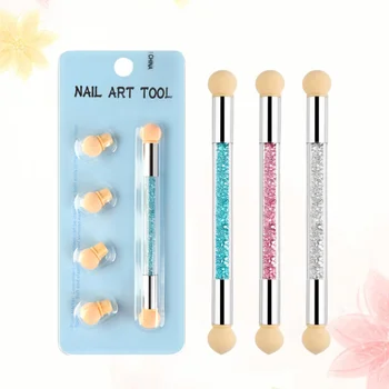 

3 Sets Nail Gradient Sponge Brush with 4 Replacement Heads Nail Art Tool Double Head Nail Painting Pens (Random Color)