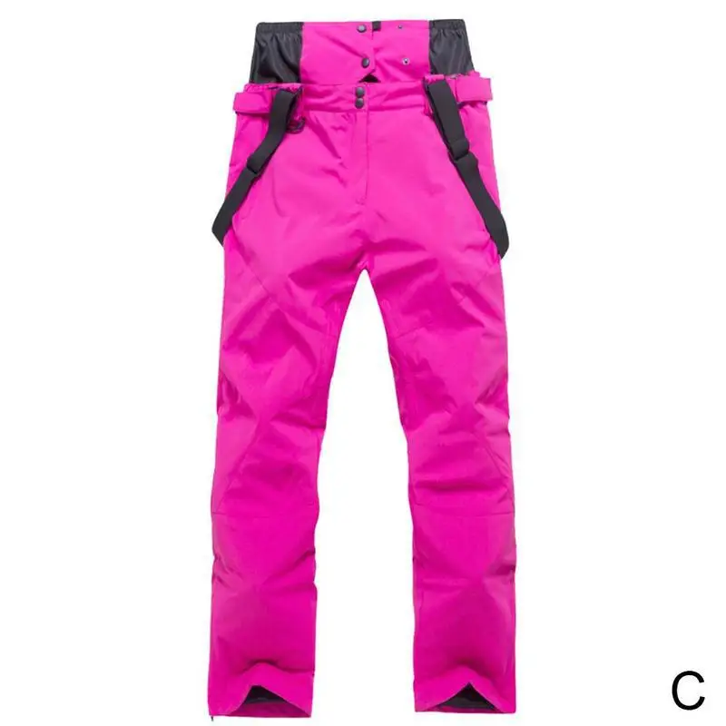 Высококачественные лыжные штаны для мужчин и женщин, спортивные зимние теплые штаны для спорта на открытом воздухе, ветрозащитные водонепроницаемые дышащие теплые лыжные штаны для сноуборда - Цвет: Rose red (C)