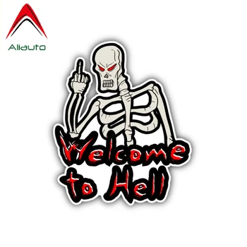

Aliauto Personality Car Sticker Welcome To Hell Skull Decor PVC Decal Cover Scratches for Peugeot 407 Mercedes Benz,12cm*10cm