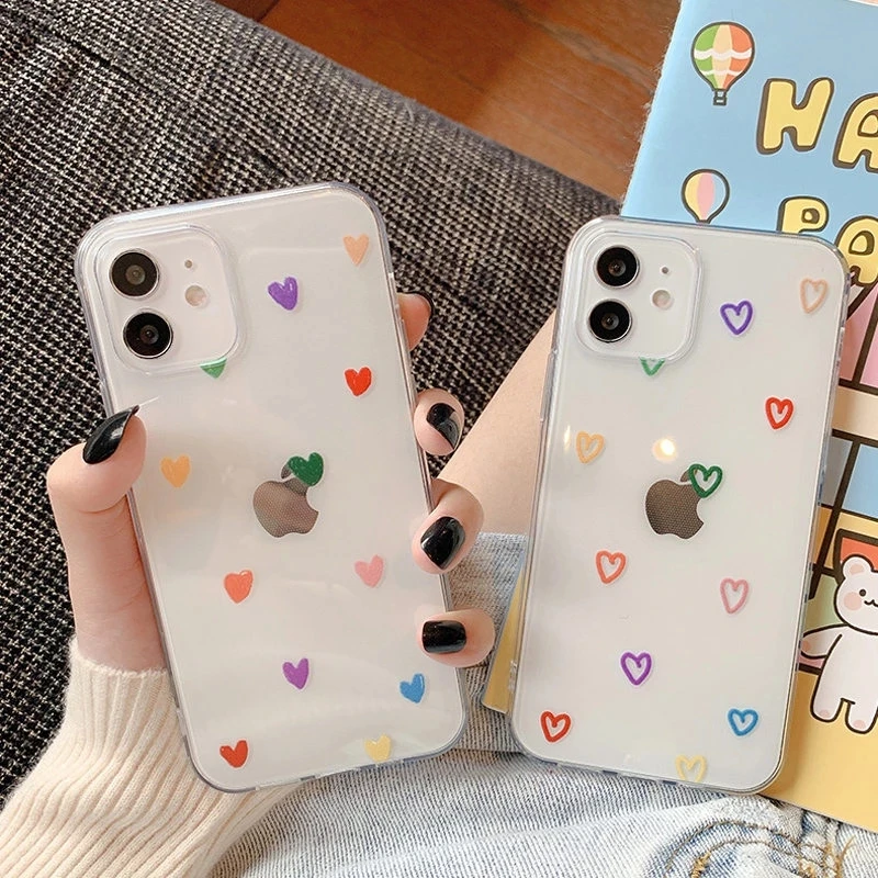  Cute Graffiti Love Heart Clear Phone Case for iPhone