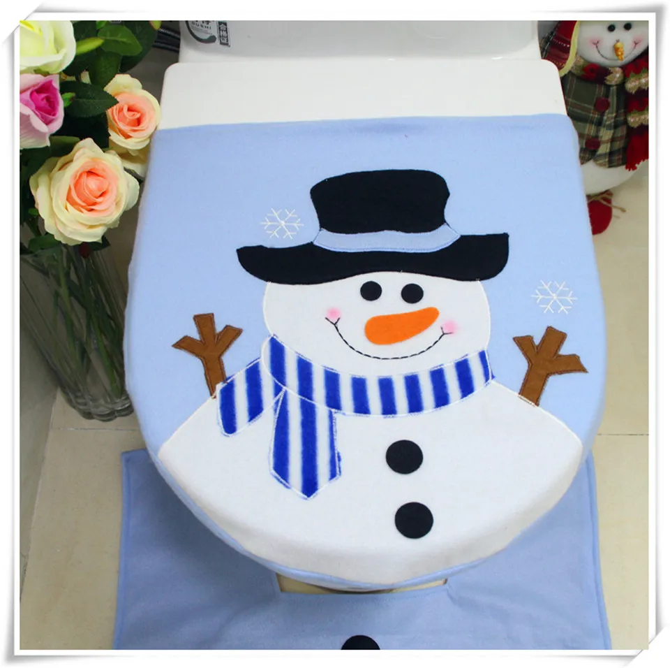 MSJO Christmas Bathroom Toilet Seat Cover Wc Rug Mat Natal Santa Claus Elk Elf Snowman New Year Navidad Christmas Decoration Hom