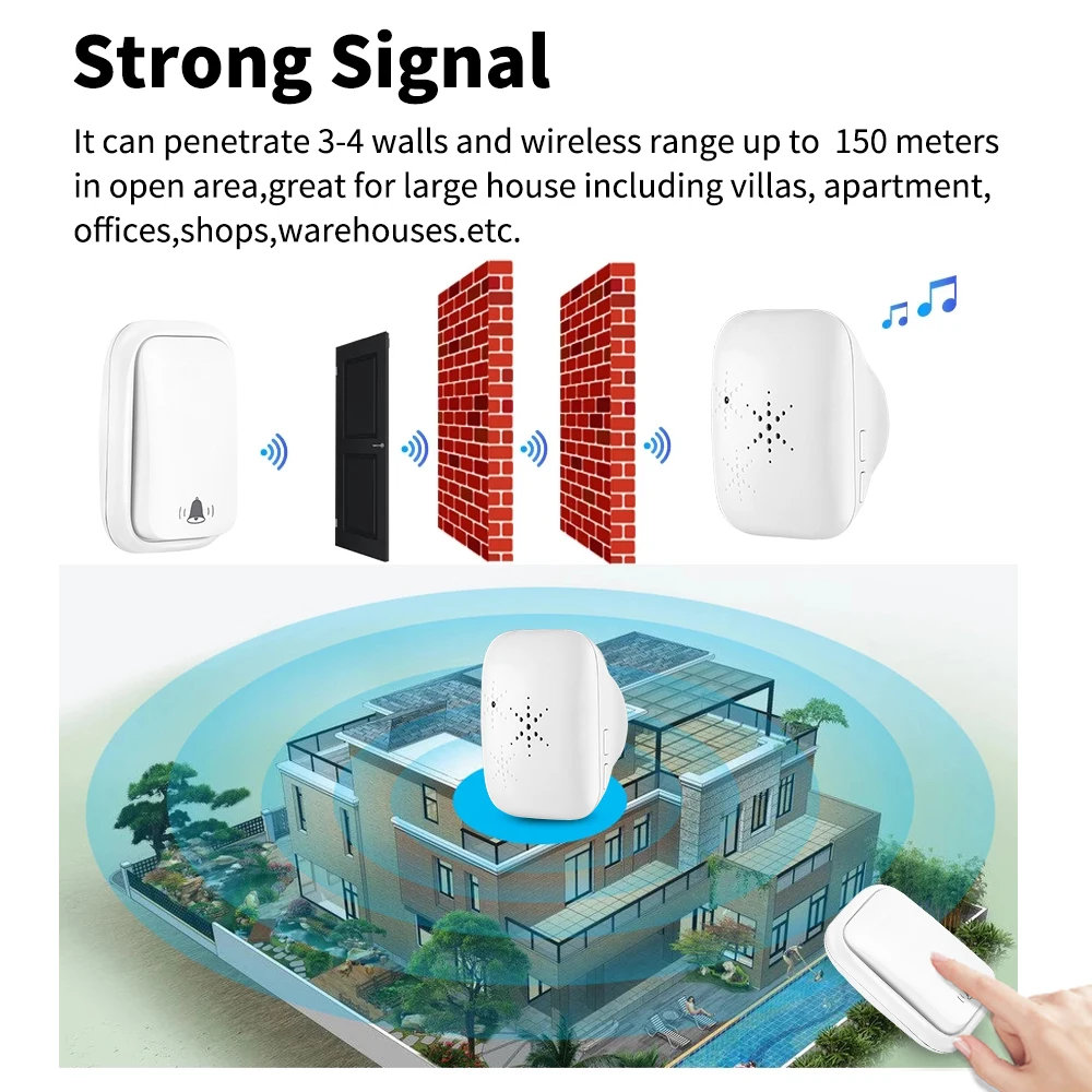 Wireless Doorbell Outdoor Wireless Doorbell My Melody for Home Self-powered Waterproof Chimes 150M Long Distance House Welcome Door Bell wireless doorbell