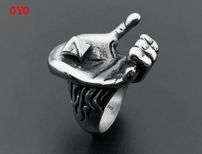 

925 sterling silver vintage distressed palm treasure male personality domineering ring