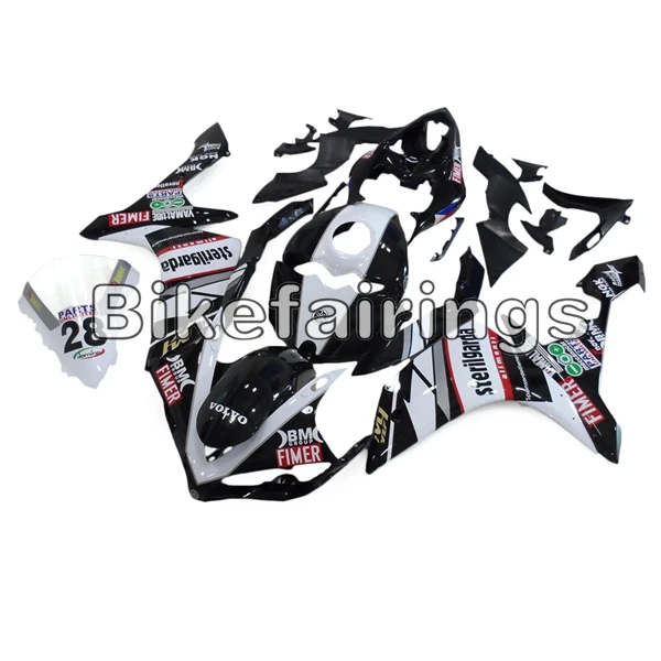 Абсолютно комплект обтекателя мотоцикла подходит для Yamaha 2007 2008 YZF1000 R1 07 08 YZF R1 черный белый № 28 пластиковый комплект кузова
