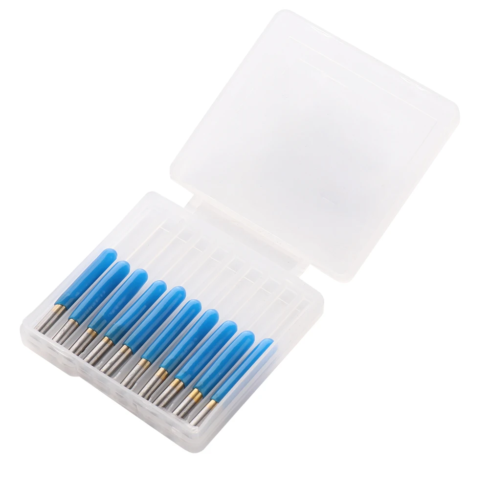 

10pcs 0.1mm 10/20 Degree Flat Bottom PCB Engraving Bits Titanium Coated Carbide CNC Router Tool for Workshop Machine Mould Tool