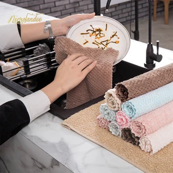 

NICROLANDEE Microfiber Coral Fleece Extra Absorbent Kitchen Dish Cloth Premium Rapid Water Absorption, Fast Dry Cleaning Towel