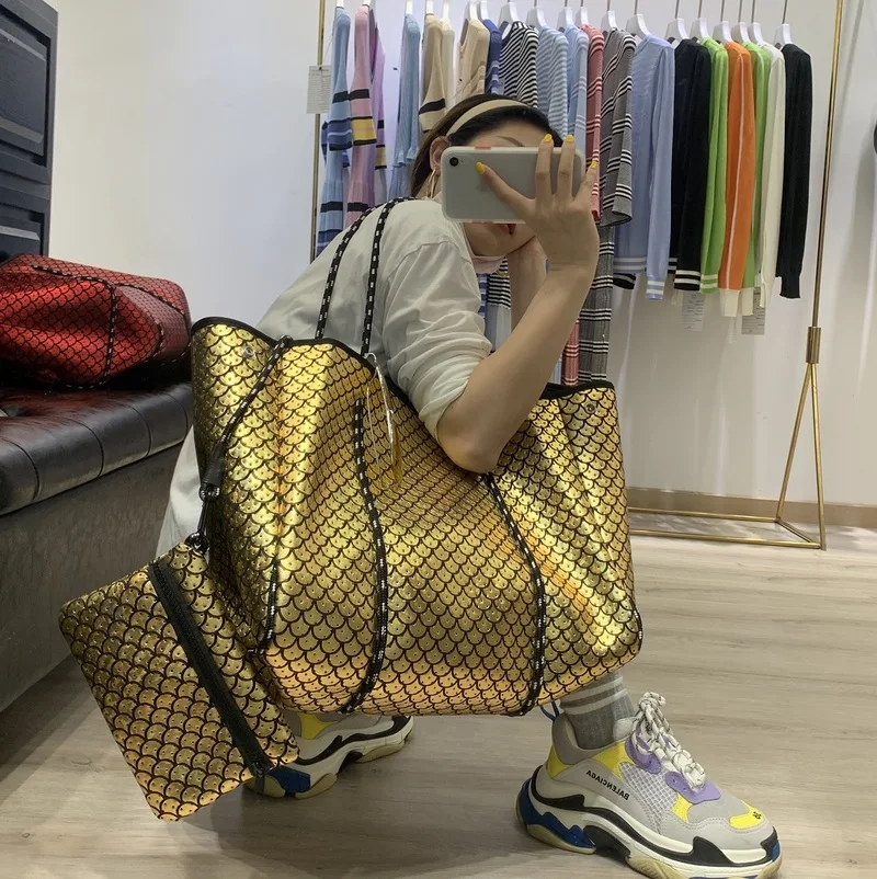 Сумка-тоут женская Неопреновая роскошный саквояж кросс-боди большая легкая