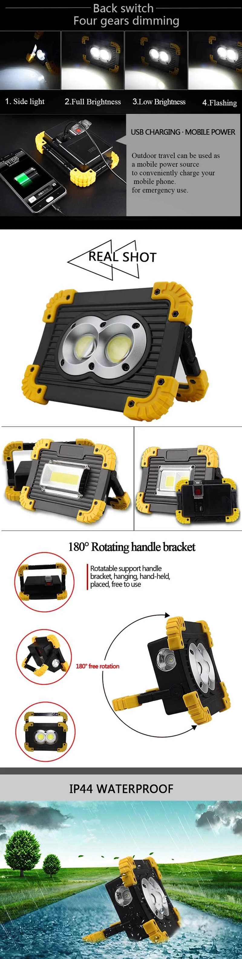 Xmund XD-SL9 20 Вт 800 Люмены COB LED 4 режима USB Перезаряжаемый рабочий аварийное освещение кемпинга фонарь фонарик прожектор