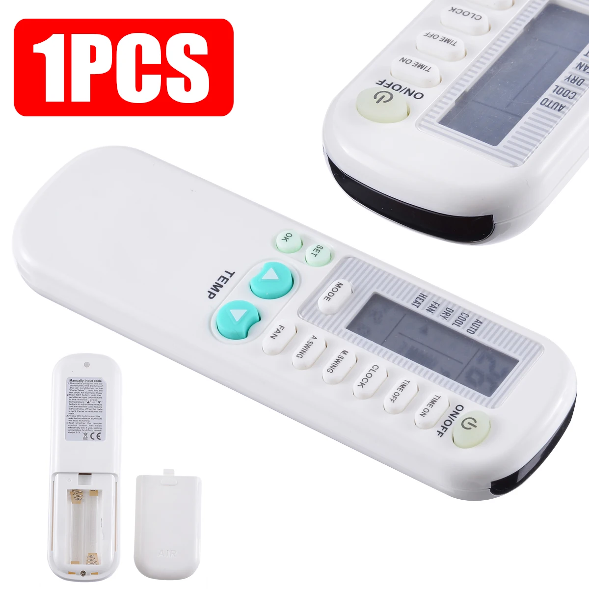 

1pc Universal Air Conditioner Remote Control 2xAAA Batteries Remote Controller For AKIRA ALPIN AMCOR AMICO Air Conditioning
