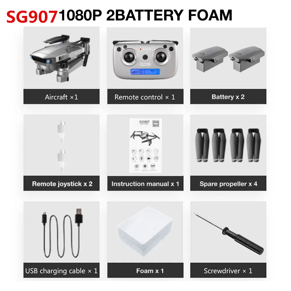 SG907 1080P GPS 2B SG907/SG901 Дрон gps 4K HD x50 зум Камера 5G wifi FPV Профессиональный Квадрокоптер RC вертолет складной селфи дроны Рождество - Цвет: SG907 1080P GPS 2B