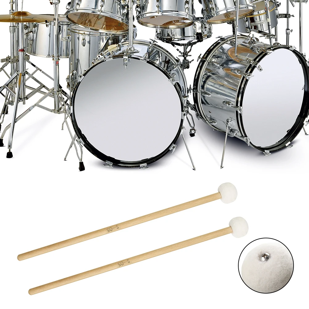 1 пара музыкальных инструментов Timpani Mallets звук Профессиональный войлочная головка деревянная ручка Аксессуары для начинающих группа Противоскользящий бас-барабан
