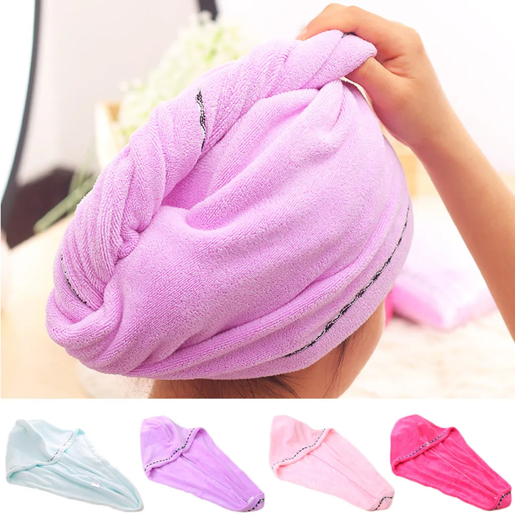 Magic Dry Hair Cap Microfiber Coral Fleece Shower Plain Quick Towel Wrap | Дом и сад