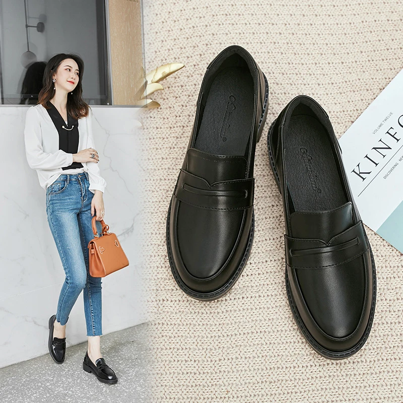 matte/japanned leather slip on moccasins student casual slip on creepers oxfords shoes ladies casual work shoes woman chaussures
