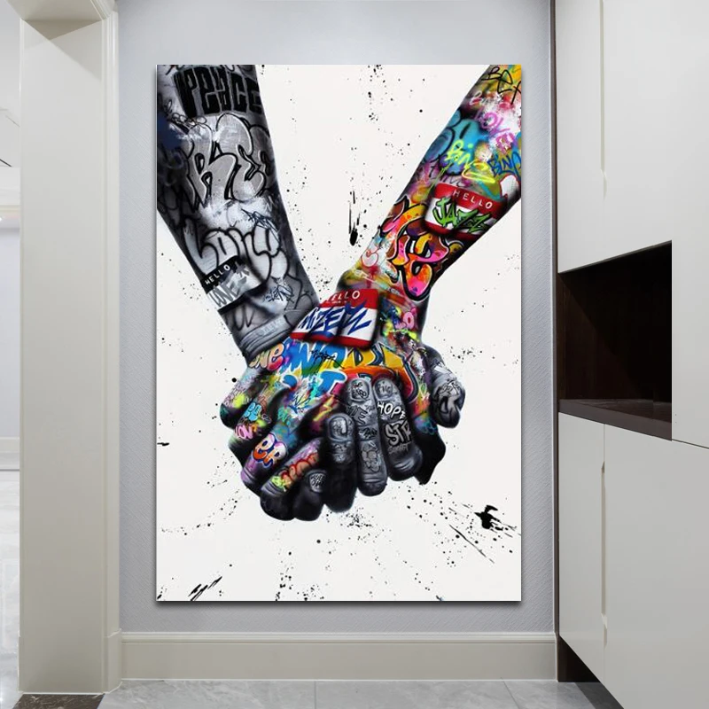 Абстрактные граффити живопись Lover Hands холст картины плакаты и принты стены искусства для гостиной
