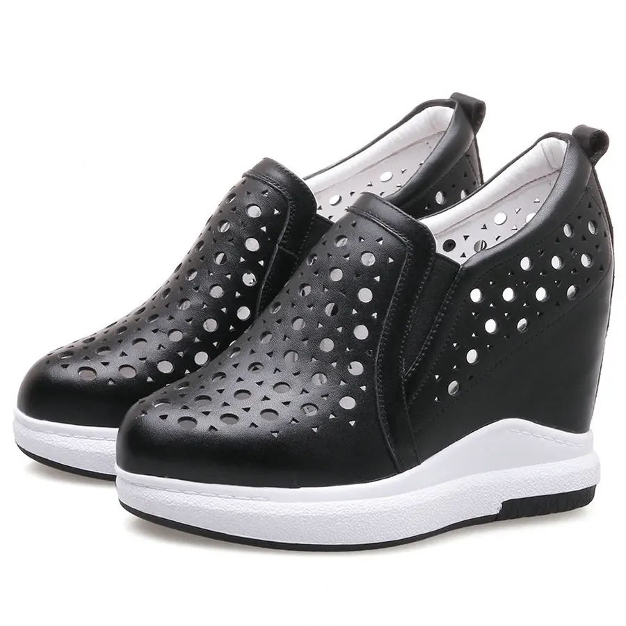 

Туфли-оксфорды женские на платформе, натуральная кожа, высокий каблук, круглый носок, танкетка, модные кроссовки, повседневная обувь, лето