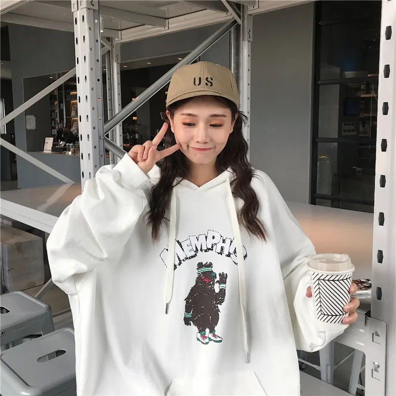 Harajuku Clothing Women Autumn Sweatshirts Hoodies Korean Ulzzang Bf Long Sleeve Thin Hooded Sweatshirt Female Loose Coats
