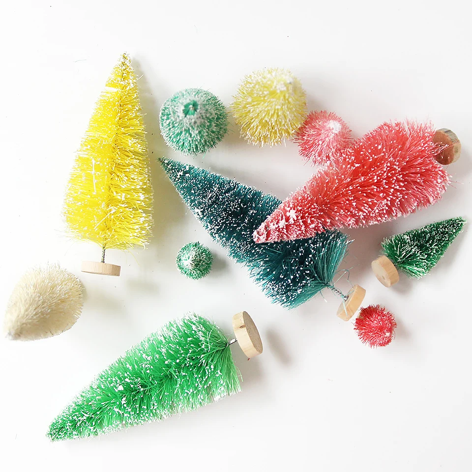 Multi Size Christmas Mini Tree Small Pine Tree Colorful Mini Trees for Xmas Home Desktop Ornaments Noel Party Decorations 8PCS