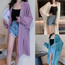 

Women Long Coat Jacket New Women Casual Cardigan jacket Summer Long Batwing Sleeve Solid Color Anti Sun Thin Cardigan Midi Coat
