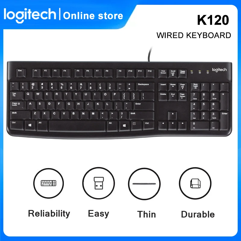 Logitech K120 Usb Wired Keyboard For Desktop Laptop Keys Full Size - Keyboards AliExpress