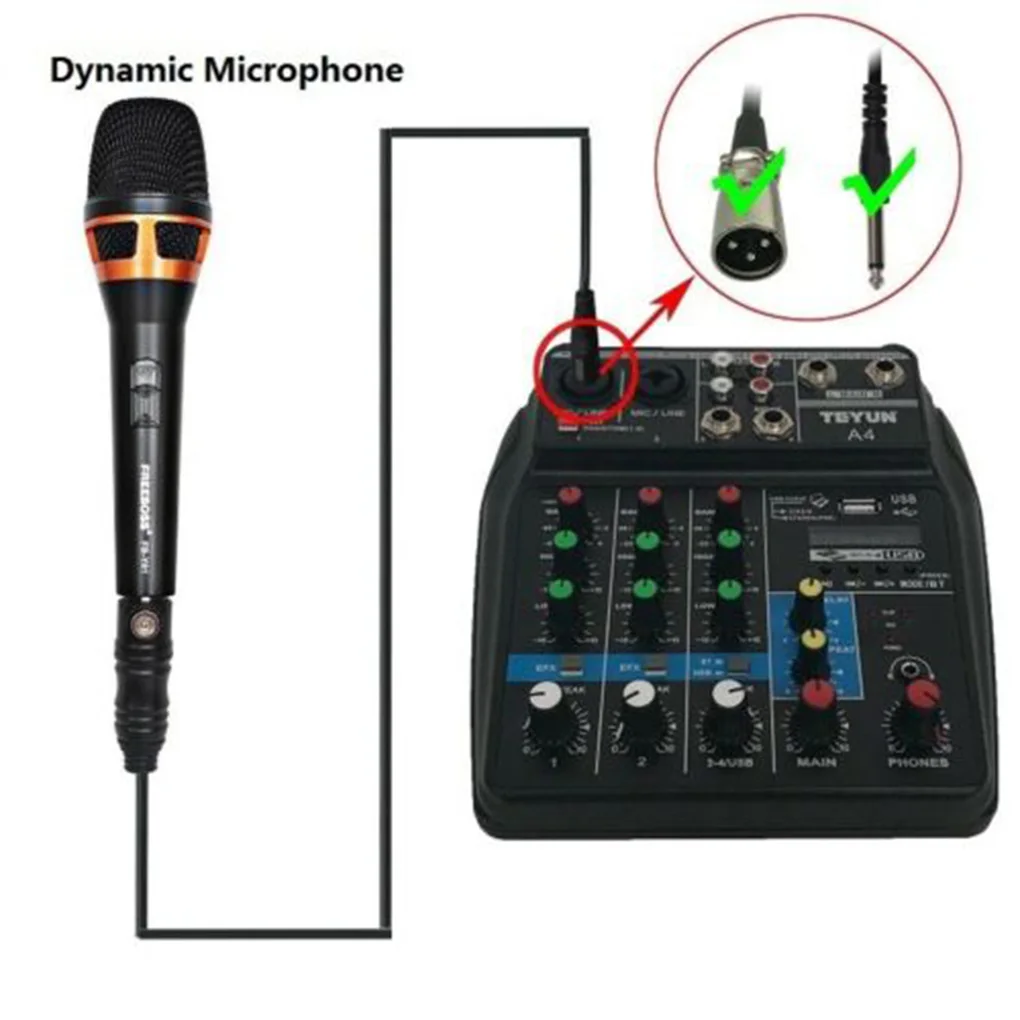 

4 Channels Audio Mixer Sound Mixing Console Bluetooth Record Stage Meeting Live Broadcast Suppplies EU Plug