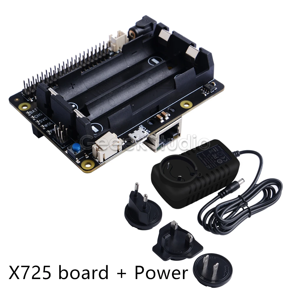 board and power Raspberry Pi X725 UPS управления питанием шляпа(18650 мощность)+ безопасное выключение+ подключение к локальной сети плата расширения для Raspberry Pi 4 B/3B+/3B - Цвет: board and power