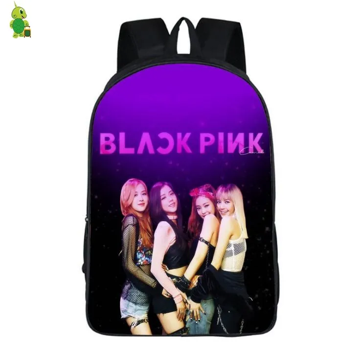 1 Kpop Черный Розовый Рюкзак Школьные сумки для подростков мальчиков девочек Jisoo/Jennie/Rose/Lisa дорожные сумки Повседневный рюкзак для ноутбука - Цвет: 1