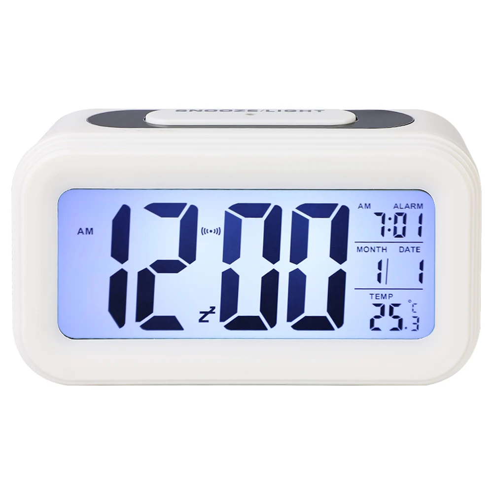 Зеркальный будильник, светодиодный, цифровой дисплей, электронный, температурный календарь, настольный будильник, зарядка через usb, студенческие настольные часы - Цвет: white 13.6X4.6X7.5cm