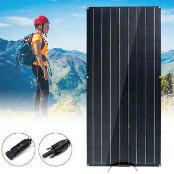

Hot 200W Flexible Solar Panel Matte Texture With 4 Protective Corners Cell Module Connector for 12v battery RV Car Yacht