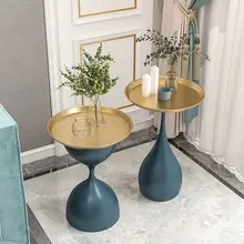 Table basse en métal forgé, Table basse de salon, Table de chevet de luxe, Table basse ronde
