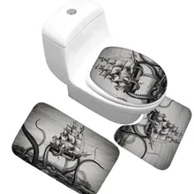 CAMMITEVER 3 шт. Набор ковриков для ванной тыквы с рисунком, Нескользящие Коврики для ванной комнаты ковер для украшения дома крышка для унитаза ковер коврики