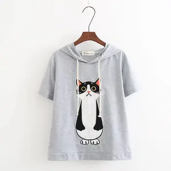 

2018 new summer wear thin and thin style students relaxed loose fitting round neck printed women's wear T-Shirts