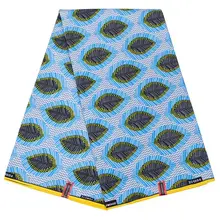 Африканский настоящий голландский воск светло-синие листья напечатаны настоящая ткань настоящая парафинированная ткань с принтом Новое поступление модный дизайн