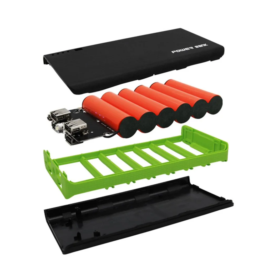Внешний аккумулятор с корпусом, светодиодный фонарик, 4 порта usb, 5 В, 2 А, зарядное устройство, чехол, комплекты для самостоятельной сборки, пи... Внешний аккумулятор с корпусом, светодиодный фонарик, 4 порта usb, 5 В, 2 А, зарядное устройство, чехол, комплекты для самостоятельной сборки, пи...