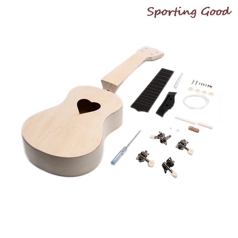 1 Set Simple DIY 21 Inch Ukulele Kit Fun Kids Children Toy Instruments Ukulele Handwork Support Painting For Beginner Amateur