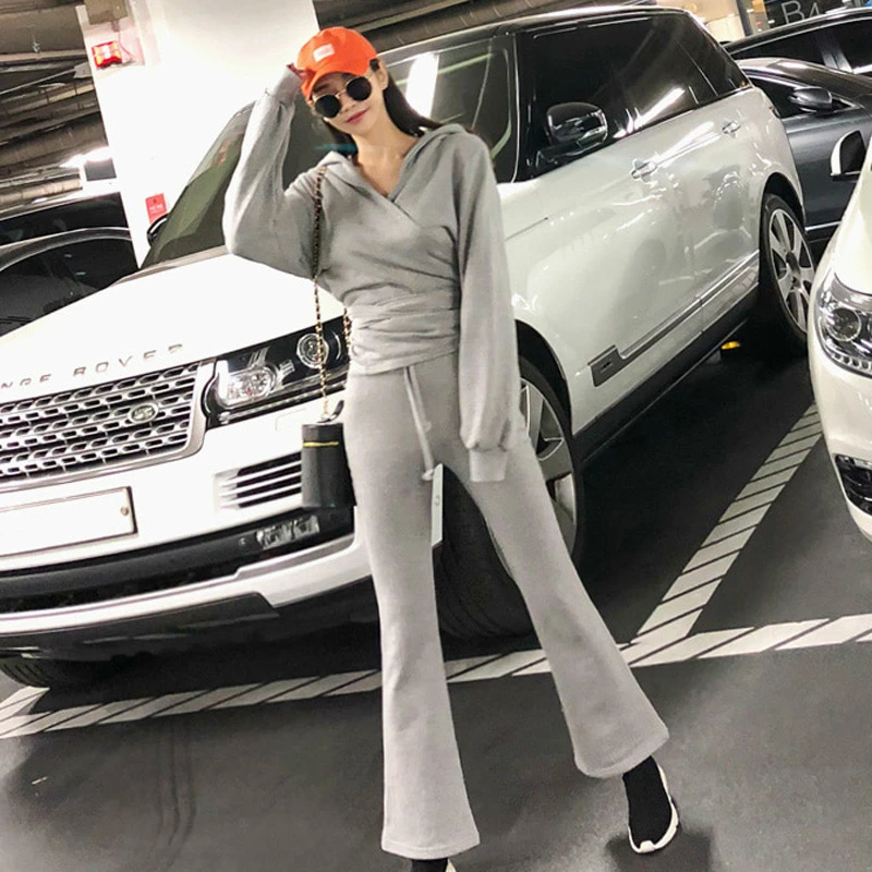 

Women Hoodies and Slim Wide Leg Pants Ladies Autumn Winter 2 Pieces Set Plus Size Modis Streetwear Casual Elegant Two Piece Set